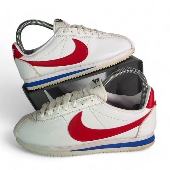 Nike Classic Cortez Leather 'White Red' Casual Sneakers 807471-103 Women's 7 - Picture 1 of 11